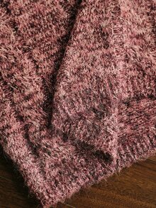 MOTF PREMIUM LAZY HIGH-END LOOSE FIT PULLOVER KNIT SWEATER WITH TURN-DOWN COLLAR - Burgundy - View 6