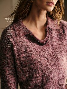 MOTF PREMIUM LAZY HIGH-END LOOSE FIT PULLOVER KNIT SWEATER WITH TURN-DOWN COLLAR - Burgundy - View 2