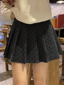 DAZY 女款深灰色休閒可愛學院風百搭日常穿著迷你裙 校園秋季 - 灰色 - 查看 2