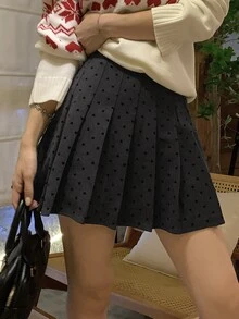 DAZY 女款深灰色休閒可愛學院風百搭日常穿著迷你裙 校園秋季 - 灰色 - 查看 3