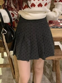 DAZY 女款深灰色休閒可愛學院風百搭日常穿著迷你裙 校園秋季 - 灰色 - 查看 4
