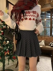 DAZY 女款深灰色休閒可愛學院風百搭日常穿著迷你裙 校園秋季 - 灰色 - 查看 7