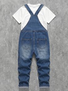 Plus Size Boys' Denim Bib Overalls And Jumpsuit Autumn Fall - Medium Wash - View 3