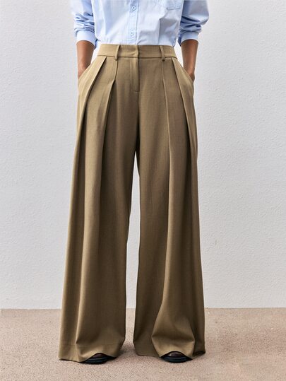 ATUI Studio Fall Casual Business All-Match Women's Solid Color Versatile Wide Leg Suit Pants