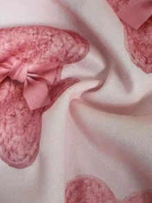 女童圓領衛衣，公主嬰兒粉熊設計，春秋款，蝴蝶結裝飾，印花套頭上衣，7歲生日 - 彩色 - 查看 6