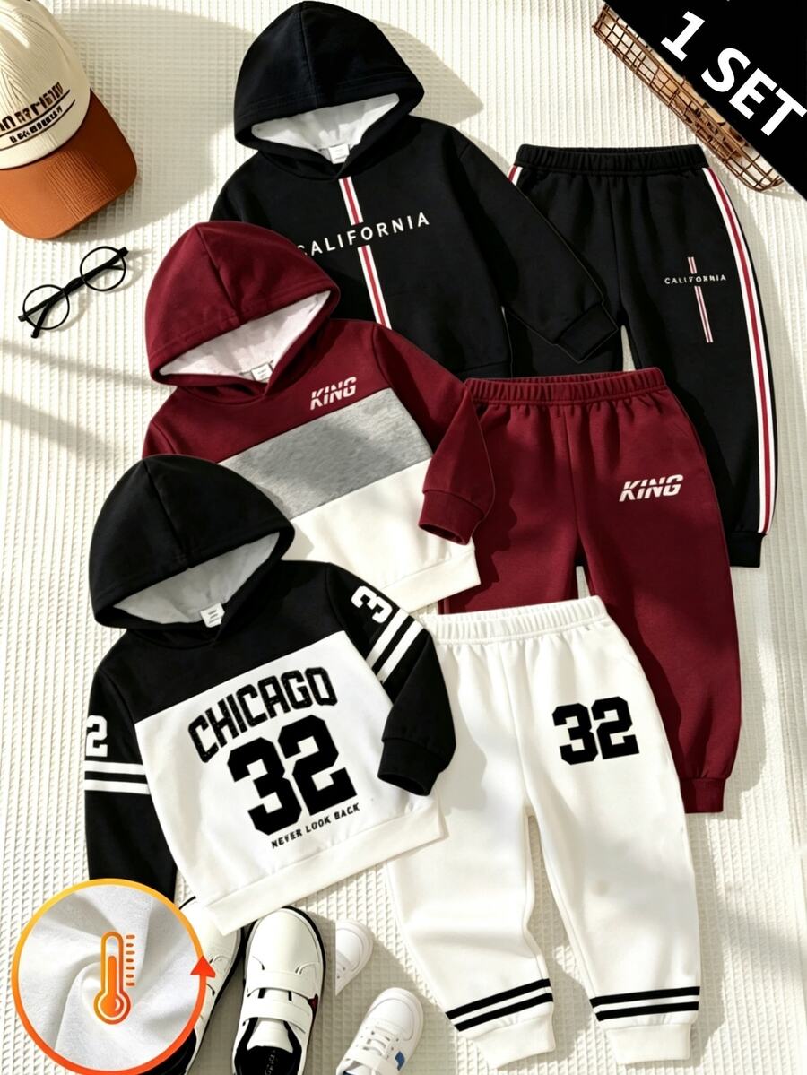 Baby Boys Sweatshirt Sets Street Black White Number 32 Print Long Sleeve Hooded Loose Pants Autumn Family Matching Racing - Multicolor - View 1
