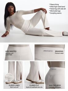 Innovista Innovista Legging Olahraga Harian Wanita Warna Polos dengan Belahan Samping - Krem - View 6