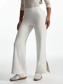 Innovista Innovista Legging Olahraga Harian Wanita Warna Polos dengan Belahan Samping - Krem - View 14