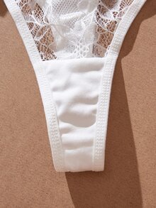 Myrelith 2pcs Lace Trim Strapless Bra Set Bride Lingerie Set White Lingerie Lingerie Set Bridal Underwear - White - View 6