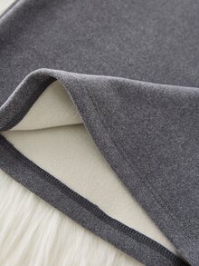SHEIN Boys Soft Comfortable Solid Color Minimalist Basic Black & Grey Deoron Long Pants & Long Sleeve Fleece-Lined And Thickened Autumn/Winter - Dark Grey - View 8
