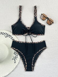 Costavie Springbreak Women Halter Front Tie Bikini Set, Fashion Beachwear Bikini Set Outfits For Summer - Multicolor - View 3