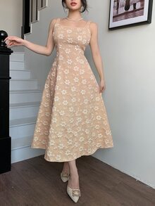 Modelyn Elegant Romantic Outdoor Ladies Jacquard Suit Tea Party Garden White Floral Autumn - Pink - View 7