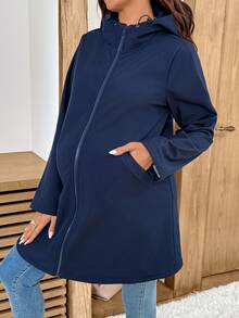 MaterniWear Maternity Solid Color Casual Daily 3-In-1 Jacket Fall - Navy Blue - View 10