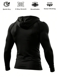 Gym Rark Men's Hooded Long Sleeve Printed Casual Sports Sweatshirt, Gym - Black - View 2