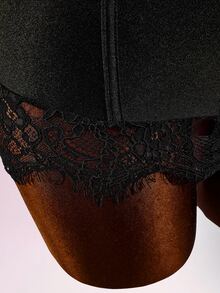 Amplova Lace Bra Cup Metal Buckle Waist Cinched Bodycon Mini Dress,Summer Dresses
Spring Clothes - Black - View 11