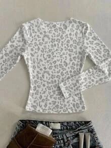 Teen Girl Casual Daily Versatile Comfortable Leopard Print T-Shirt - Multicolor - View 7