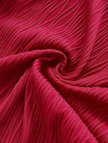 SHEIN Franclia Romantic Pure Desire Style Ruffle Bustier Bodycon Mini Dress, Burgundy Full-Body Ruched Texture Elastic Slim Fit Cinched Waist Dress For Date, Party, Cocktail, Vacation, Gathering - Burgundy - View 7