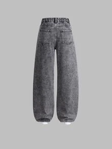 SHEIN 2pcs Teen GirlAll-Match Versatile Loose Straight Leg Relaxed Fit Casual Jeans, Flattering & Snug Suitable For Spring, Autumn & Winter Daily Wear Fall - Multicolor - View 7