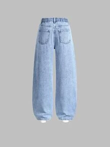 SHEIN 2pcs Teen GirlAll-Match Versatile Loose Straight Leg Relaxed Fit Casual Jeans, Flattering & Snug Suitable For Spring, Autumn & Winter Daily Wear Fall - Multicolor - View 8