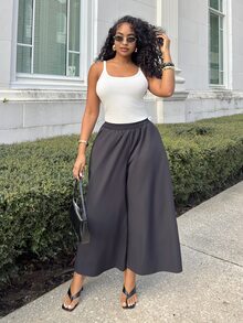 Alexandranx Women's Wide Leg Pocket Pants, Summer Airport Business Attire - Black - View 1