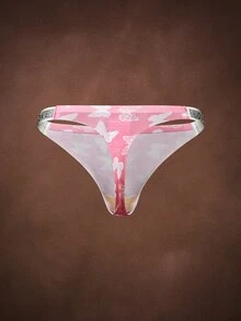 Bella Beso Paquete de 5 bragas tipo tanga sin costuras cómodas y suaves a la piel con decoración de diamantes LOVE y estampado sexy y dulce para mujeres - Multicolor - Ver 9