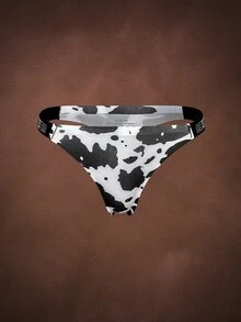 Bella Beso Paquete de 5 bragas tipo tanga sin costuras cómodas y suaves a la piel con decoración de diamantes LOVE y estampado sexy y dulce para mujeres - Multicolor - Ver 6