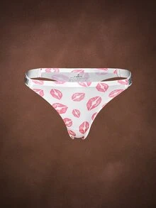Bella Beso Paquete de 5 bragas tipo tanga sin costuras cómodas y suaves a la piel con decoración de diamantes LOVE y estampado sexy y dulce para mujeres - Multicolor - Ver 7