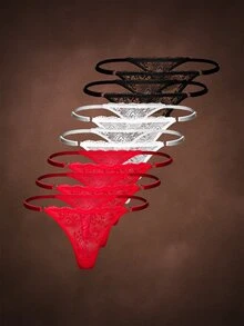 Bella Beso 7pcs Floral Lace Sexy Ladies G-String Panties - Multicolor - View 2
