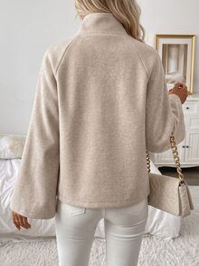 Elyressa Elegant Casual Loose Fit Spring Autumn Winter Women's Wool Short Jacket - Apricot - View 2