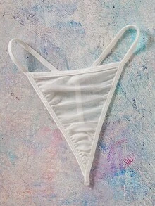 Elorette 女款性感蕾絲透視開衩細肩帶內衣睡裙 - 白色 - 查看 5