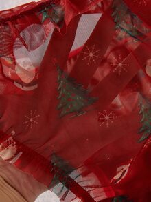 Elorette Red Christmas All-Over Print Bow & Ruffle Floral Sweet Cute Women's Triangle Panties - Red - View 6