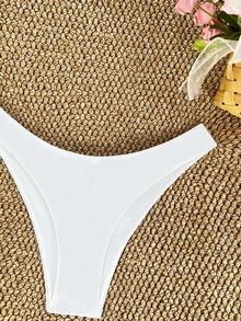 SHEIN Swim 素色露臀泳衣下裝 - 白色 - 查看 5