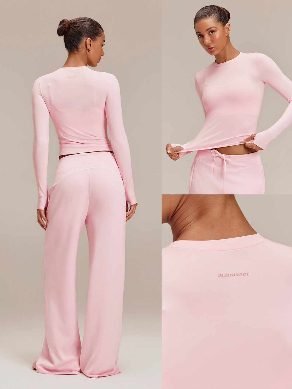Second-Skin Seamless Soft Focus Crew Neck Long Sleeve Top With Thumbholes & Fitted Waist-Length Design Daily Casual Wear