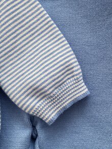 SHEIN 男嬰條紋拼色長袖毛衣與長褲套裝 秋冬款 - 藍色 - 查看 6