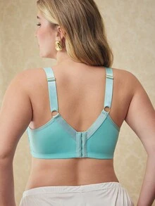 Elorette 1pc Plus Size Lace Patchwork Wireless Bra - Multicolor - View 2