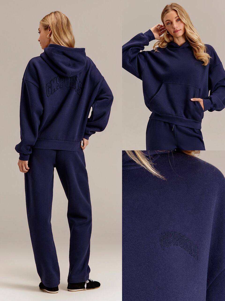 Everyday Fleece Fireside Hoodie With Tonal Back Embroidery & Dropped Shoulders Relaxed Fit Daily Casual Fall Winter Outdoor Wear