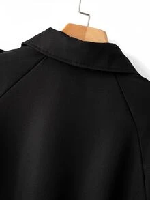 GlowEve CURVE Plus Size Women's Best-Selling Elegant Solid Color Lapel Trench Coat, Slimming Minimalist Waist-Cinching Fit With Multi-Layer Multi-Functional Pocket Design, Suitable For Daily Wear, Commuting, Dating And Gatherings - Black - View 8