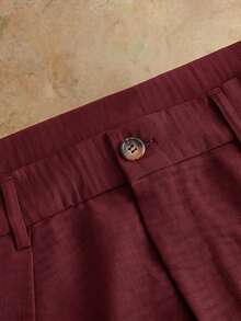HIMLAND Men's Woven Fashion Casual Loose Long Sleeve Blazer And Straight Leg Elastic Waist Pants 2 Pieces Set - Burgundy - View 12