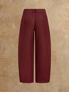 HIMLAND Men's Woven Fashion Casual Loose Long Sleeve Blazer And Straight Leg Elastic Waist Pants 2 Pieces Set - Burgundy - View 11