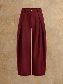 HIMLAND Men's Woven Fashion Casual Loose Long Sleeve Blazer And Straight Leg Elastic Waist Pants 2 Pieces Set - Burgundy - View 8