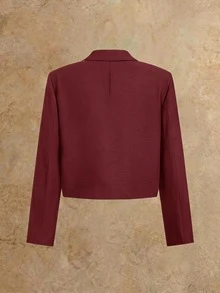 HIMLAND Men's Woven Fashion Casual Loose Long Sleeve Blazer And Straight Leg Elastic Waist Pants 2 Pieces Set - Burgundy - View 9
