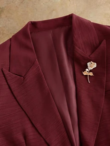 HIMLAND Men's Woven Fashion Casual Loose Long Sleeve Blazer And Straight Leg Elastic Waist Pants 2 Pieces Set - Burgundy - View 4