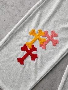 Coolqubz 秋季 1 件青少年男孩時尚高街寬鬆寬腿針織長褲，雙腰帶設計，舒適面料，百搭配色，適合校園穿著與日常多樣穿搭，秋冬季節理想選擇 - 灰色 - 查看 5