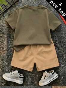 SHEIN Baby Boy Casual Minimalist Cartoon Animal Print Short Sleeve Top Suitable For Spring And Summer - Multicolor - View 2