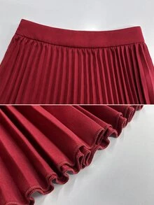 SHEIN Raffinéa Autumn/Winter Fashion Versatile Women's Suit Set, Waist-Cinching Cardigan Top And Pleated Skirt Two Pieces Outfit, Suitable For Commuting, Office, Street Style And More Occasions - Burgundy - View 6
