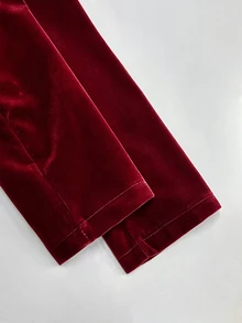 SHEIN Raffinéa Autumn/Winter Fashion Versatile Women's Suit Set, Waist-Cinching Cardigan Top And Pleated Skirt Two Pieces Outfit, Suitable For Commuting, Office, Street Style And More Occasions - Burgundy - View 5
