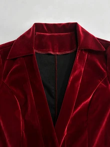 SHEIN Raffinéa Autumn/Winter Fashion Versatile Women's Suit Set, Waist-Cinching Cardigan Top And Pleated Skirt Two Pieces Outfit, Suitable For Commuting, Office, Street Style And More Occasions - Burgundy - View 4