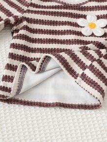 Cozy Pixies 3pcs -Pack Baby Girls' 3D Floral Applique Crew-Neck Long-Sleeve Casual Top - Multicolor - View 9
