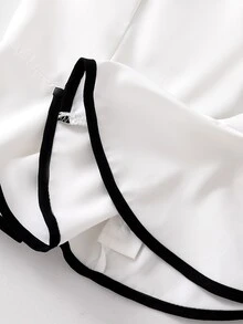 TeenGirl Elegant Casual Cute Sets Colorblock Design Spaghetti Waist Asymmetric Trim Sleeveless Minimalist Party Formal Concert White Summer - White - View 4