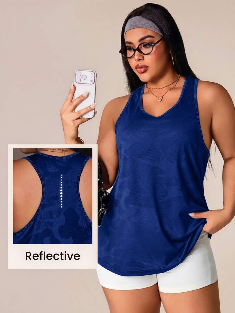 SHEIN Rhythm Era Women's Geometric Print Daily Fitness Sports Tank Top - Navy Blue - View 1